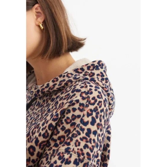 Adora Leopard Cheetah Cat Print Boho Peasant Hipster Chic Hoodie Farm Hoodie Top - Picture 2 of 4